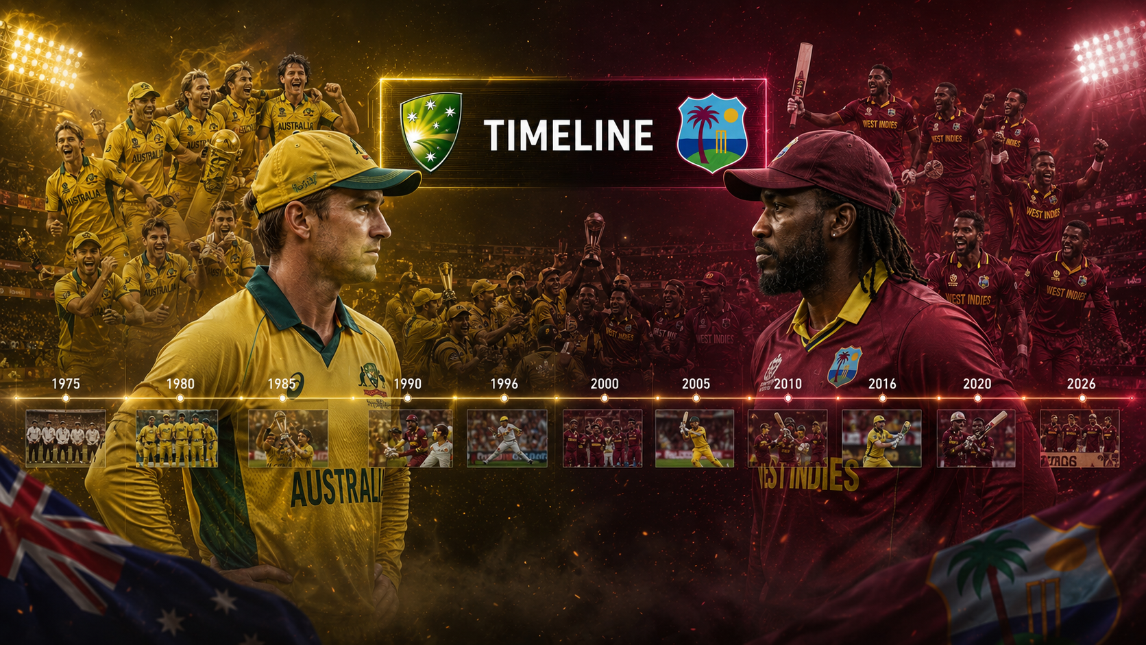 Australian Men's Cricket Team Vs West Indies Cricket Team Timeline
