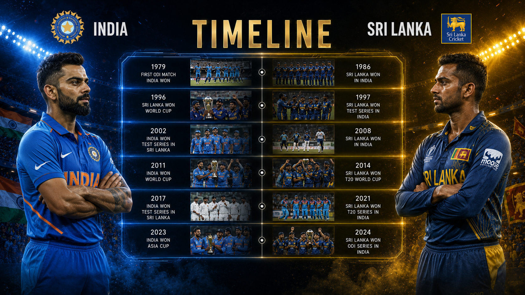India National Cricket Team Vs Sri Lanka National Cricket Team Timeline